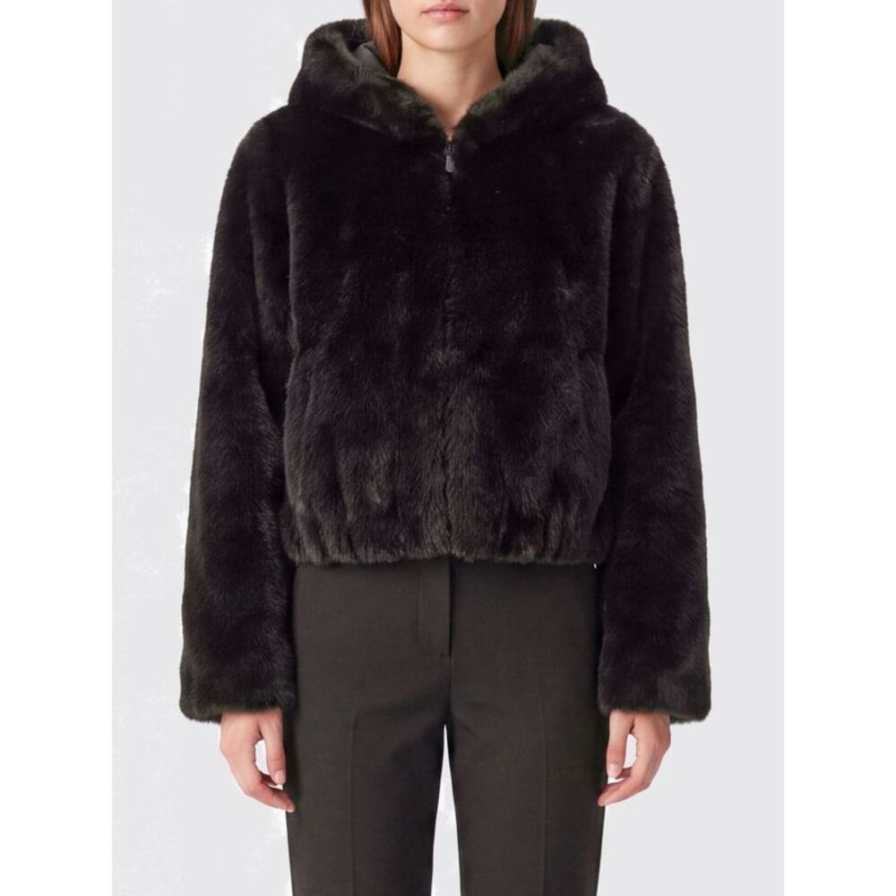 Pinko Women Pinko Short Faux Fur Hooded Jacket With Dropped Shoulders